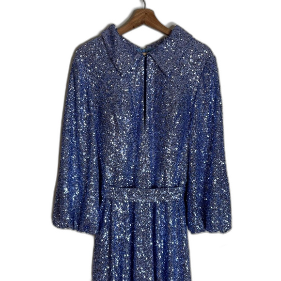 Jovani sparkling blue Embellished Long Sleeve sheath Dress 25950 ladies size 16 - Picture 5 of 16